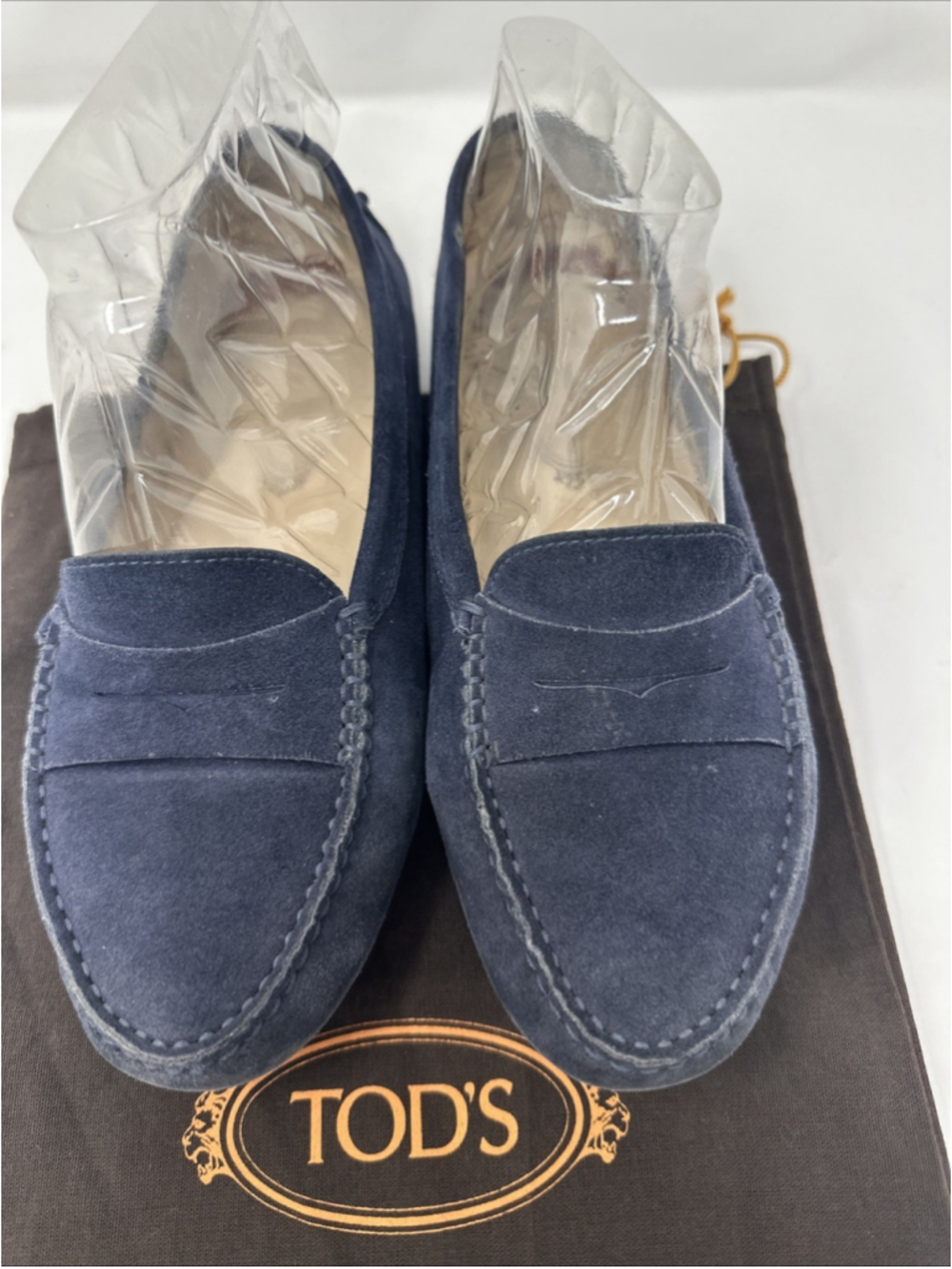 Tod's Women's Navy Suede Leather Slip On Loafers 38 EU 8 US